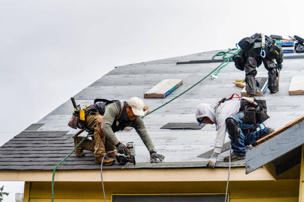 Professional Gutter Installation technician working in Falmouth, IN